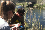 Pulling a water temperature sample 